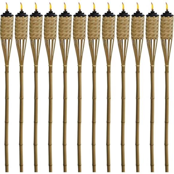 Bamboo Tiki Torches 12-Pack – Weather-Resistant Outdoor Décor with Easy-Pour - Picture 7 of 7